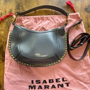 ISABEL MARANT Naoko Studded Leather Bag in Soft Leather Grey